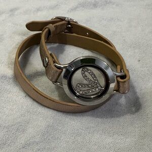 Origami Owl • Rose gold living locket leather bracelet